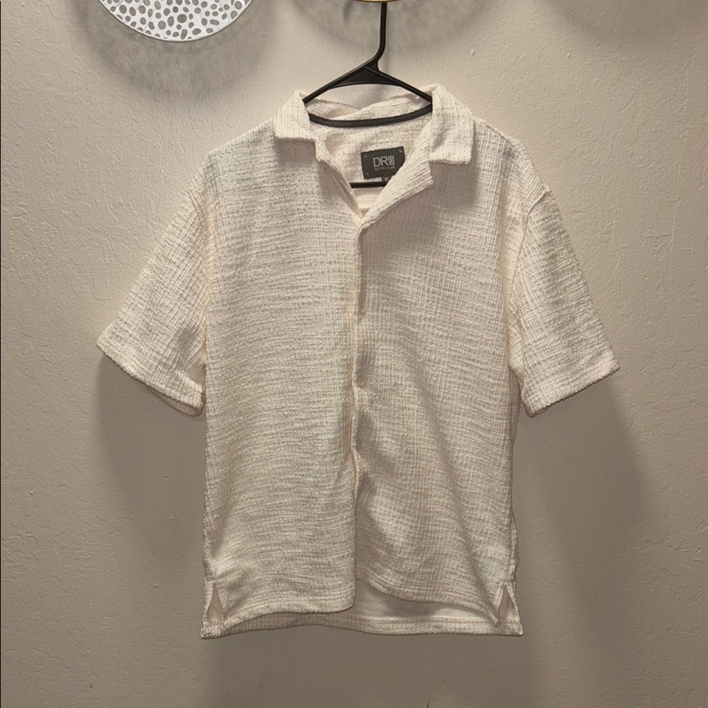 Cream Textured Short Sleeve Shirt